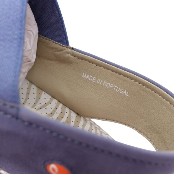 NWOB Softinos by FLY London Tin Sandals Sz 6.5 Blue Flat Slingback Cross-Band - Picture 10 of 13